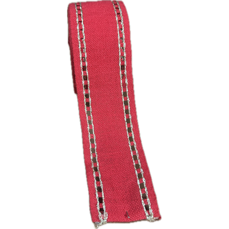 Bande de lin à broder 5cm rouge