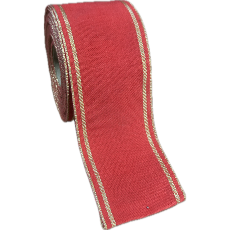 Bande de lin à broder 7cm rouge