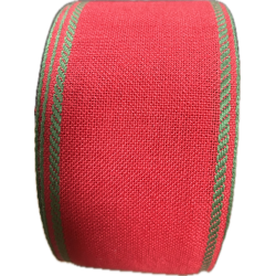 Bande de lin à broder 7cm rouge