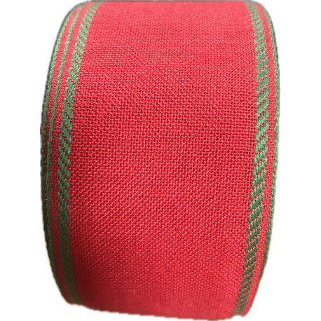 Bande de lin à broder 7cm rouge