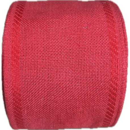 Bande de lin à broder 8cm rouge