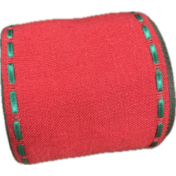 Bande de lin à broder 10cm rouge