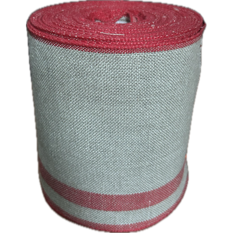 Bande de lin à broder 12.5cm rouge